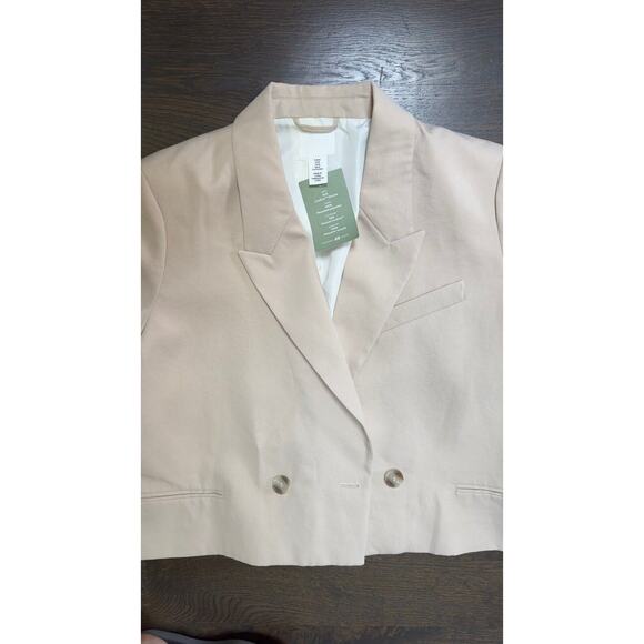 NWT H&M Double-breasted, cropped jacket in twill beige sz M - Picture 4 of 4